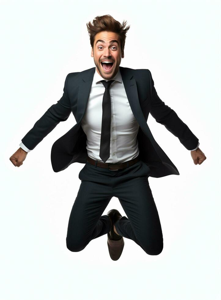 Ai Generative photo businessman excited because of achievement in business