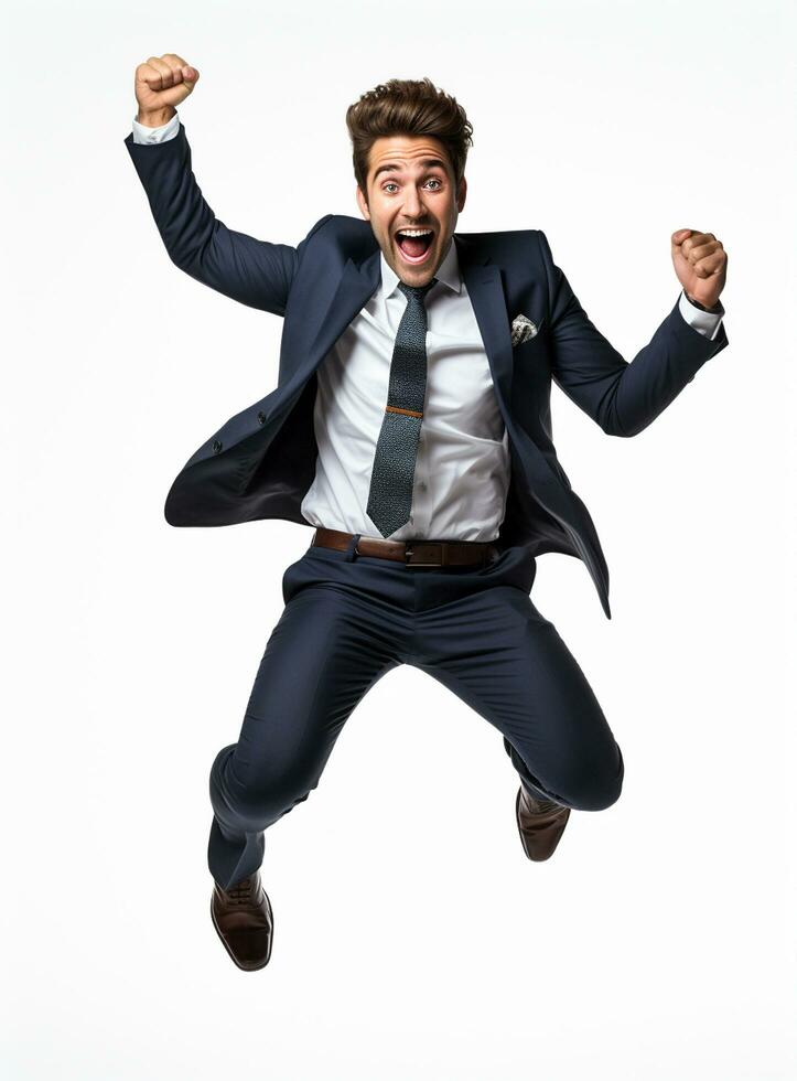 Ai Generative photo businessman excited because of achievement in business