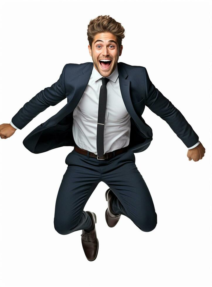 Ai Generative photo businessman excited because of achievement in business