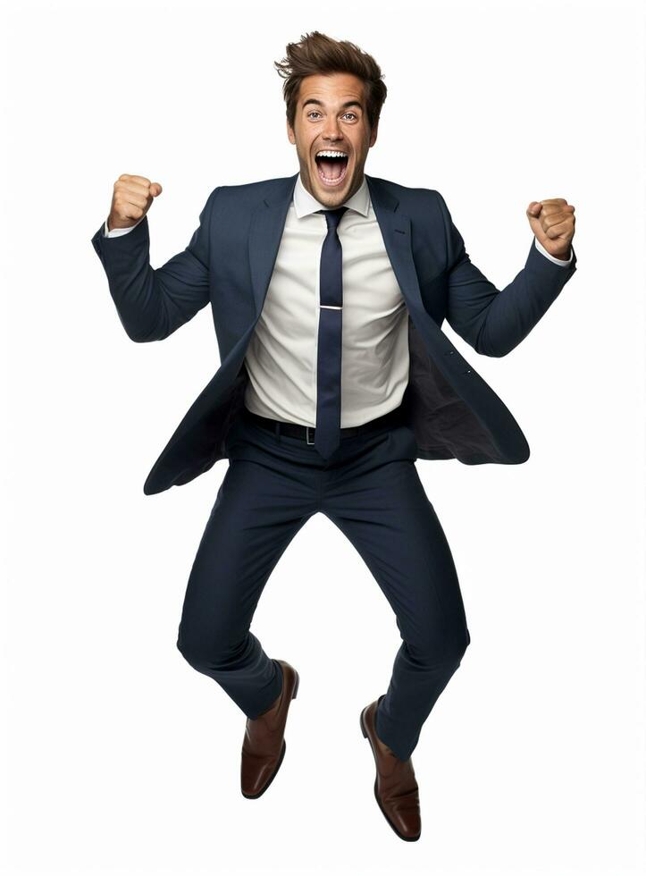 Ai Generative photo businessman excited because of achievement in business