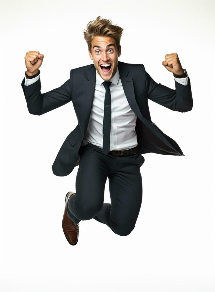 Ai Generative photo businessman excited because of achievement in business