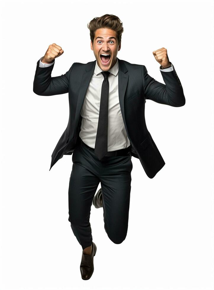Ai Generative photo businessman excited because of achievement in business