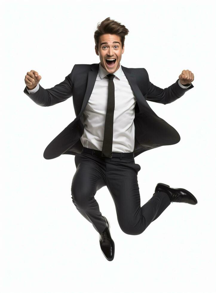 Ai Generative photo businessman excited because of achievement in business