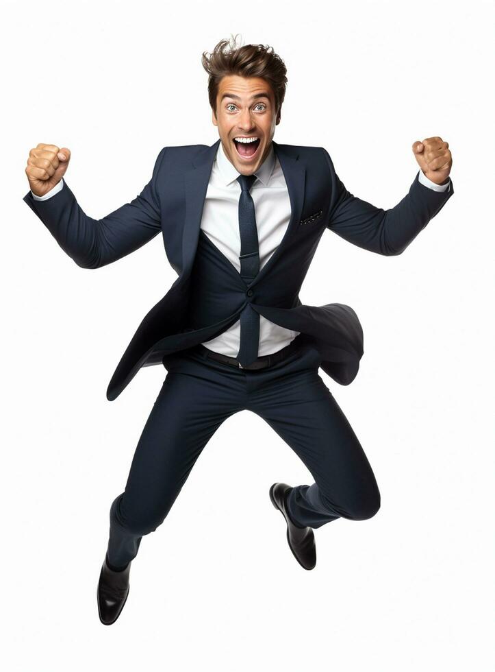 Ai Generative photo businessman excited because of achievement in business