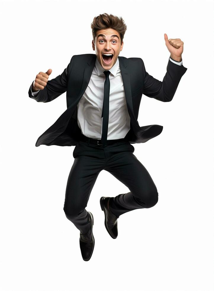 Ai Generative photo businessman excited because of achievement in business