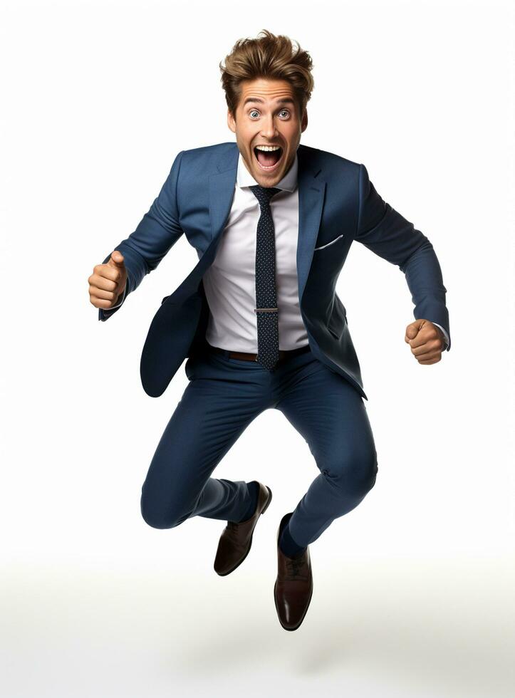 Ai Generative photo businessman excited because of achievement in business