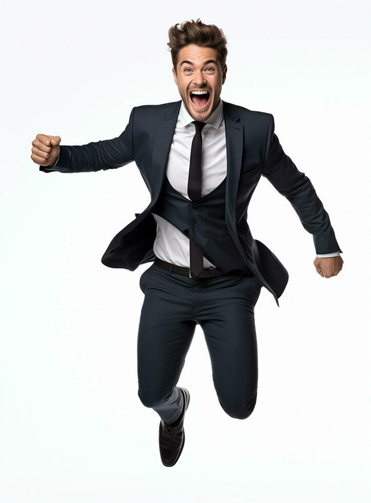 Ai Generative photo businessman excited because of achievement in business