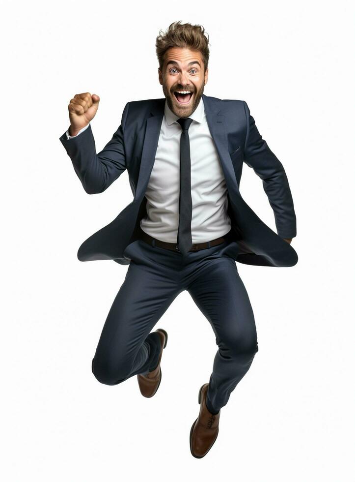 Ai Generative photo businessman excited because of achievement in business