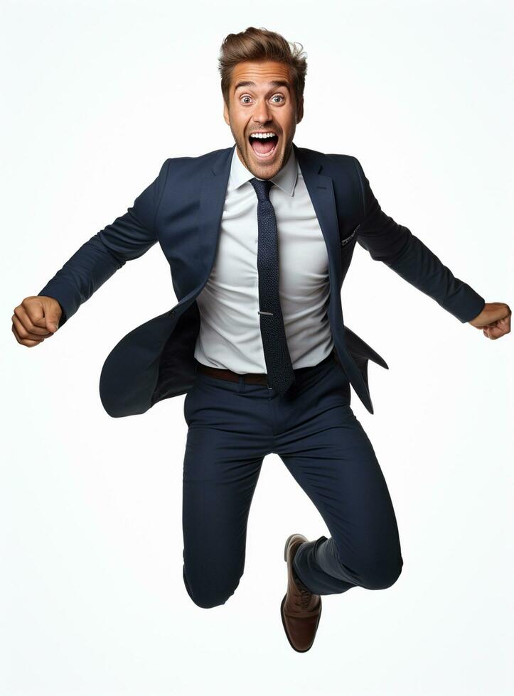 Ai Generative photo businessman excited because of achievement in business