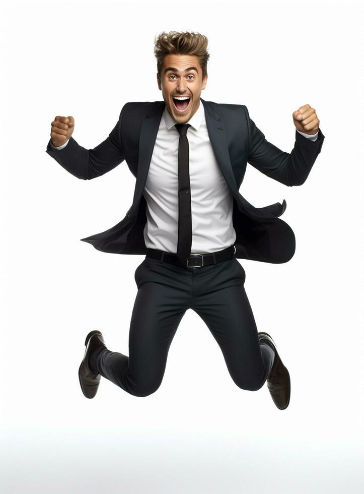 Ai Generative photo businessman excited because of achievement in business