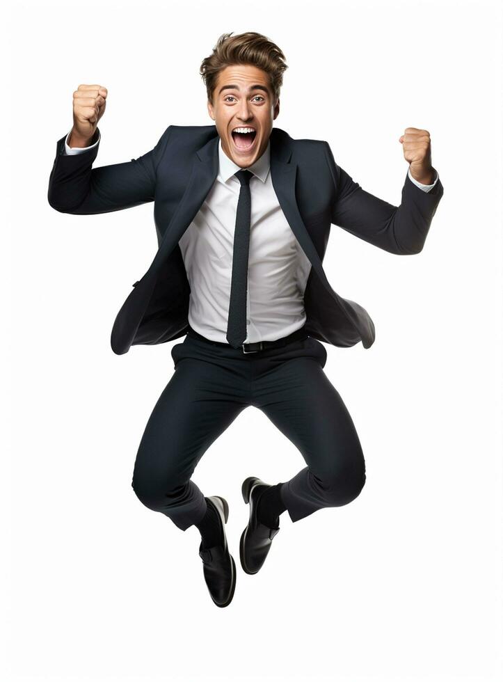 Ai Generative photo businessman excited because of achievement in business