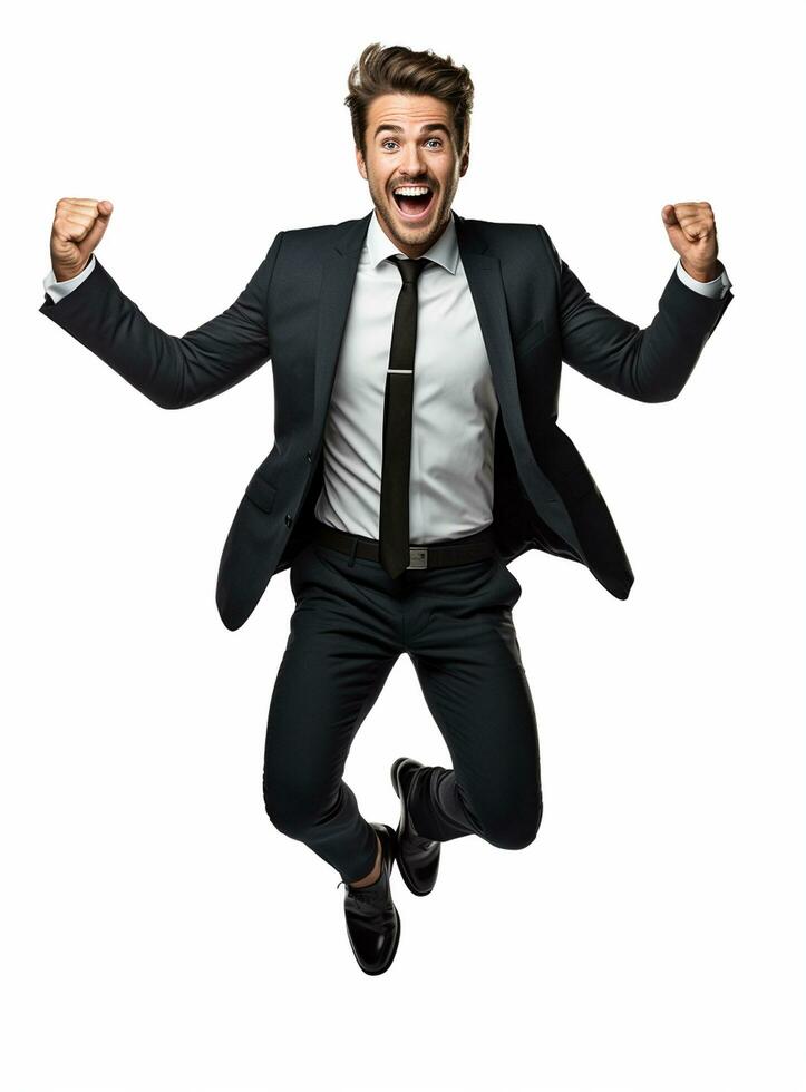 Ai Generative photo businessman excited because of achievement in business