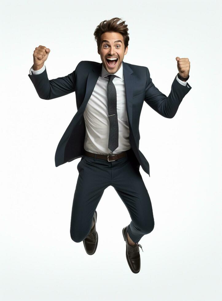 Ai Generative photo businessman excited because of achievement in business