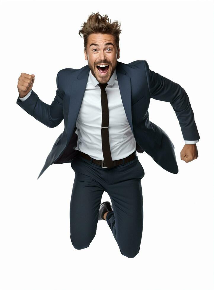 Ai Generative photo businessman excited because of achievement in business