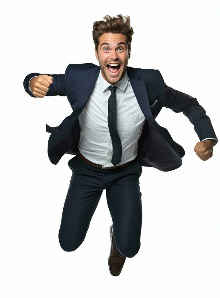 Ai Generative photo businessman excited because of achievement in business