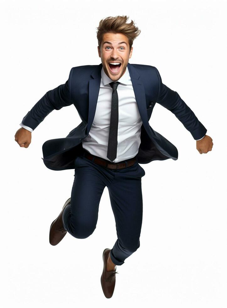 Ai Generative photo businessman excited because of achievement in business