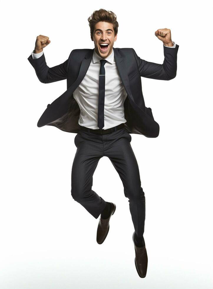 Ai Generative photo businessman excited because of achievement in business