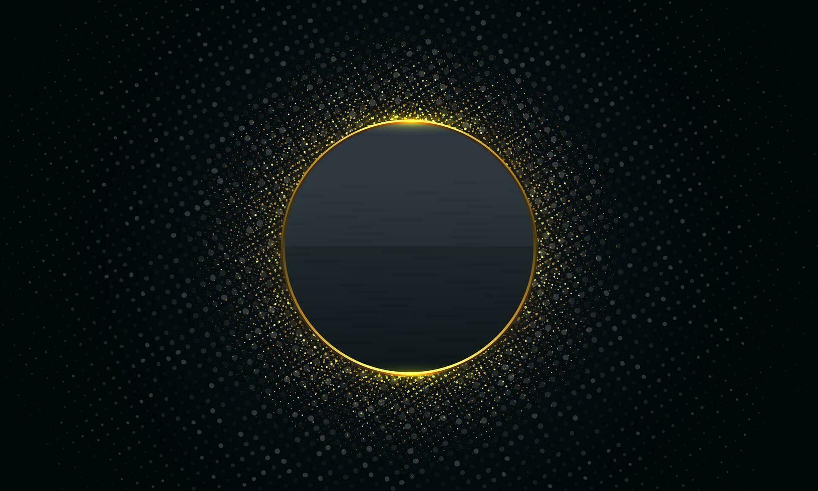 Abstract grey metallic circle gold glitter luxury on black design modern background vector