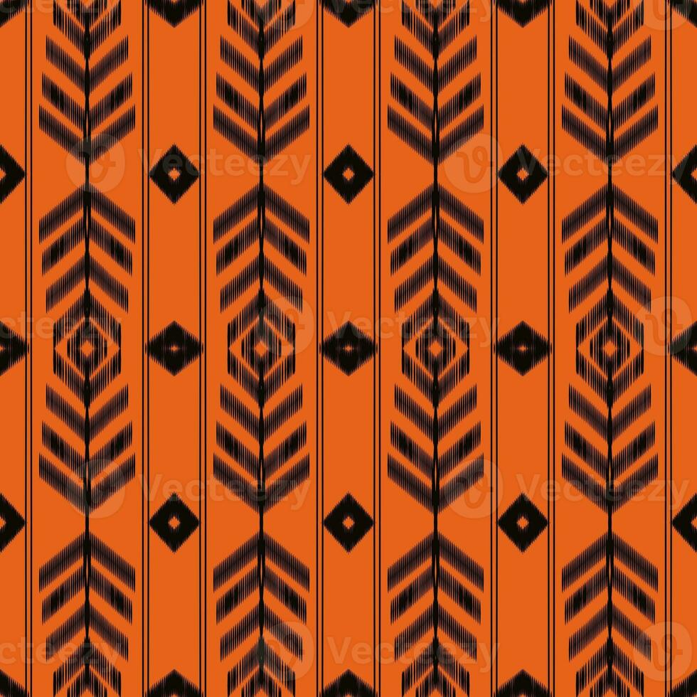 Ikat seamless pattern background, design for the creation texture,fabric,clothing,wrapping,decoration,scarf,sarong. Motif ethnic handmade beautiful Ikat design. photo