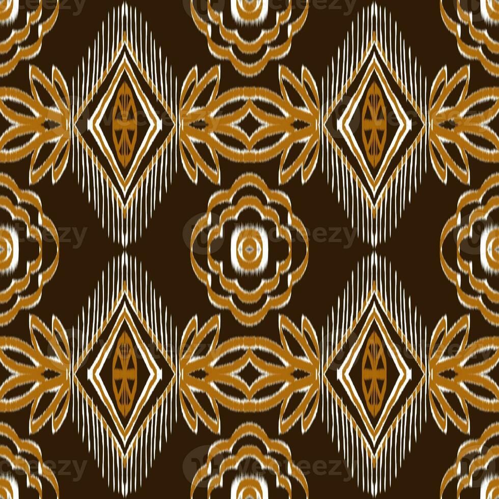 Ikat seamless pattern background, design for the creation texture,fabric,clothing,wrapping,decoration,scarf,sarong. Motif ethnic handmade beautiful Ikat design photo