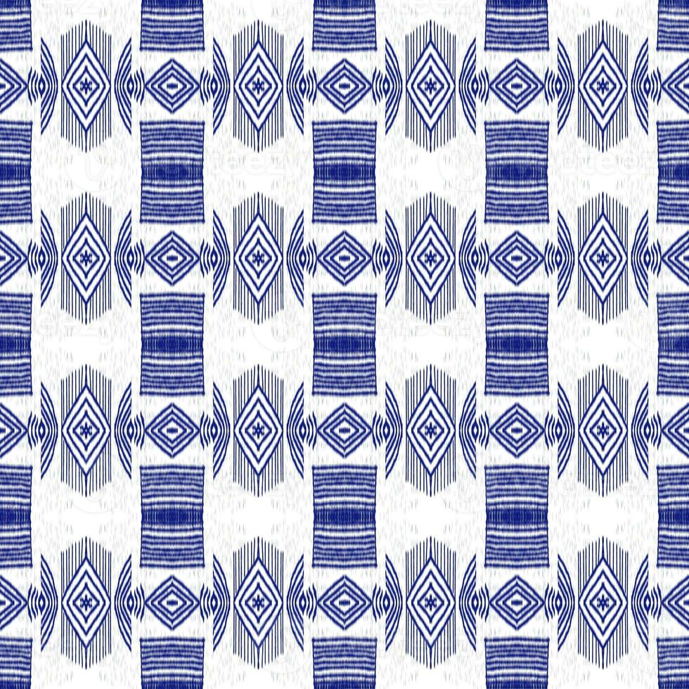 Ikat seamless pattern background, design for the creation texture,fabric,clothing,wrapping,decoration,scarf,sarong. Motif ethnic handmade beautiful Ikat design photo