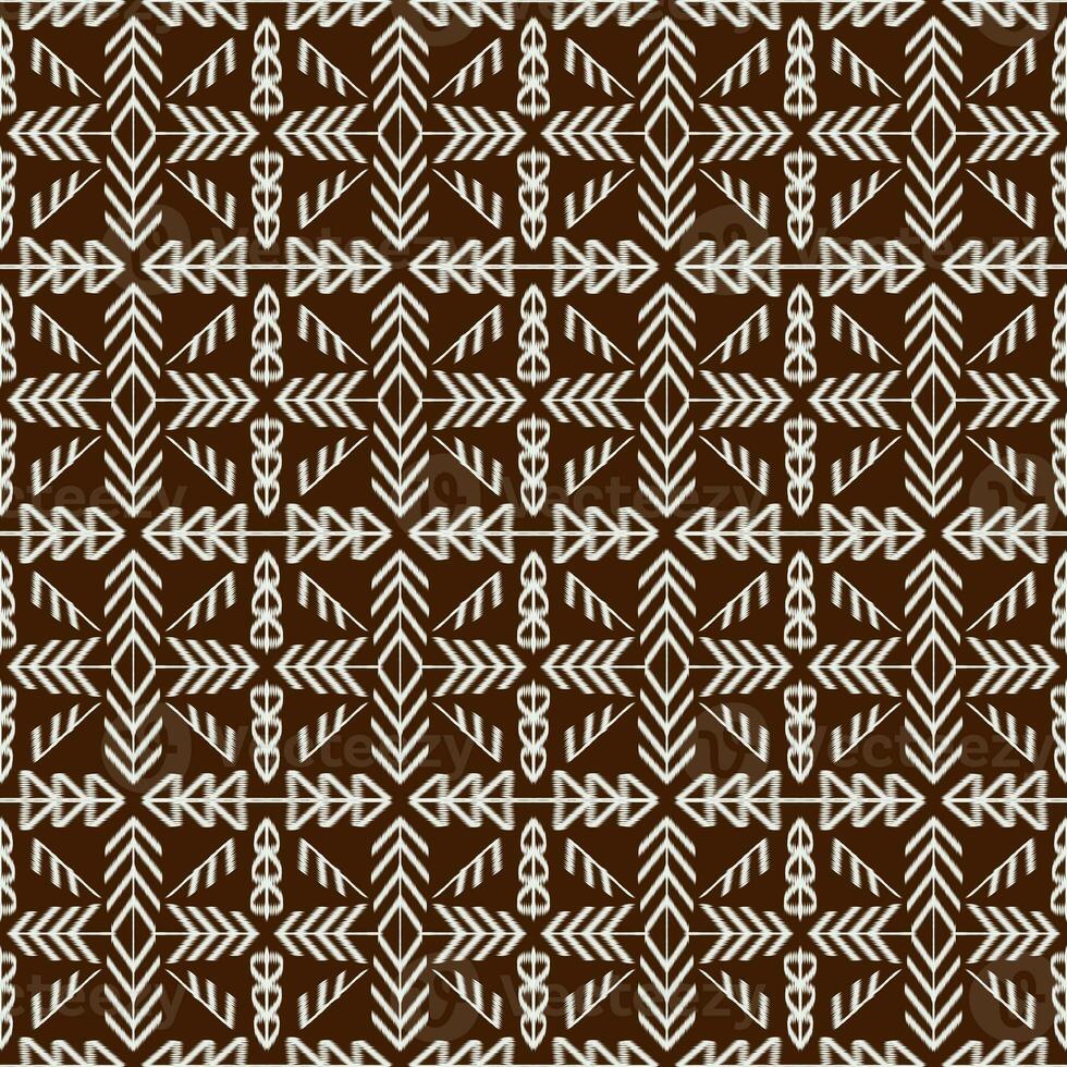 Ikat seamless pattern background, design for the creation texture,fabric,clothing,wrapping,decoration,scarf,sarong. Motif ethnic handmade beautiful Ikat design. photo