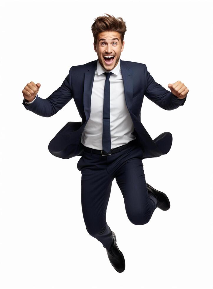 Ai Generative photo businessman excited because of achievement in business