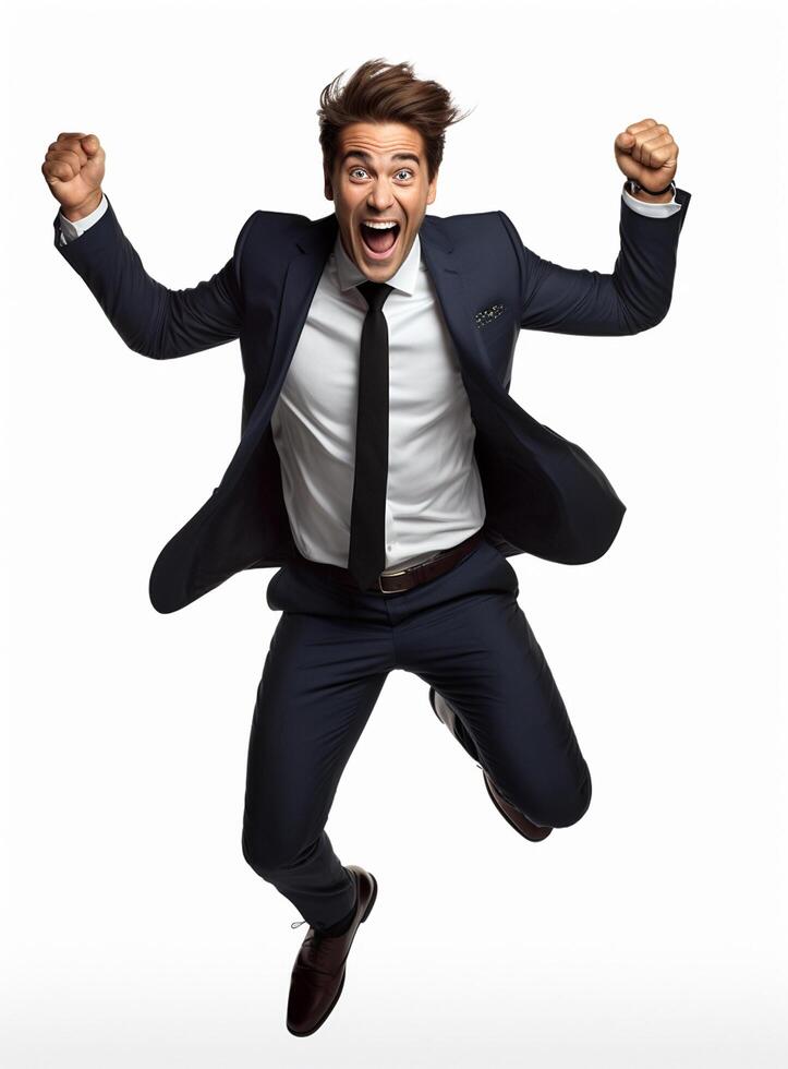 Ai Generative photo businessman excited because of achievement in business