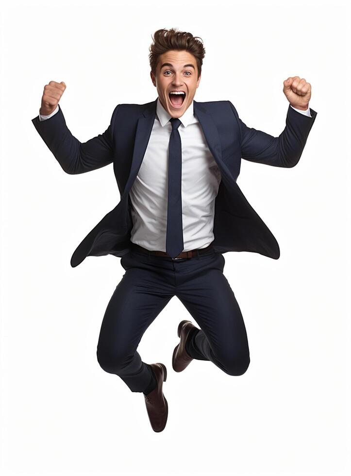 Ai Generative photo businessman excited because of achievement in business