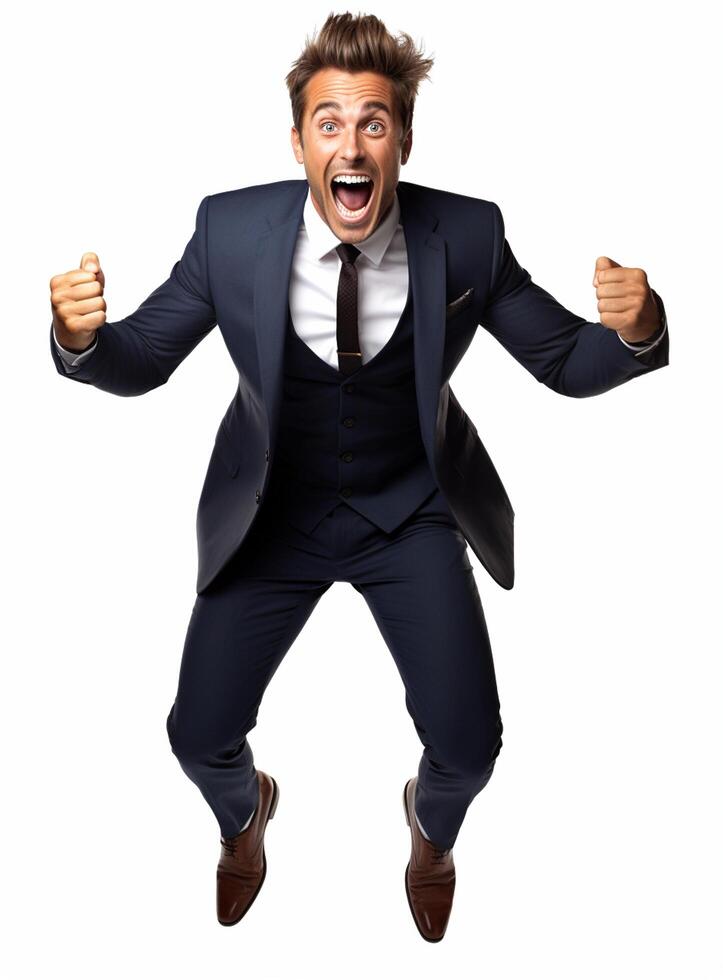Ai Generative photo businessman excited because of achievement in business