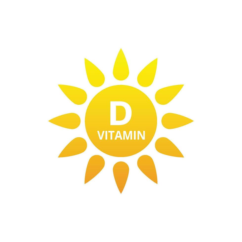 Vitamin D with sun icon vector isolated on white background.