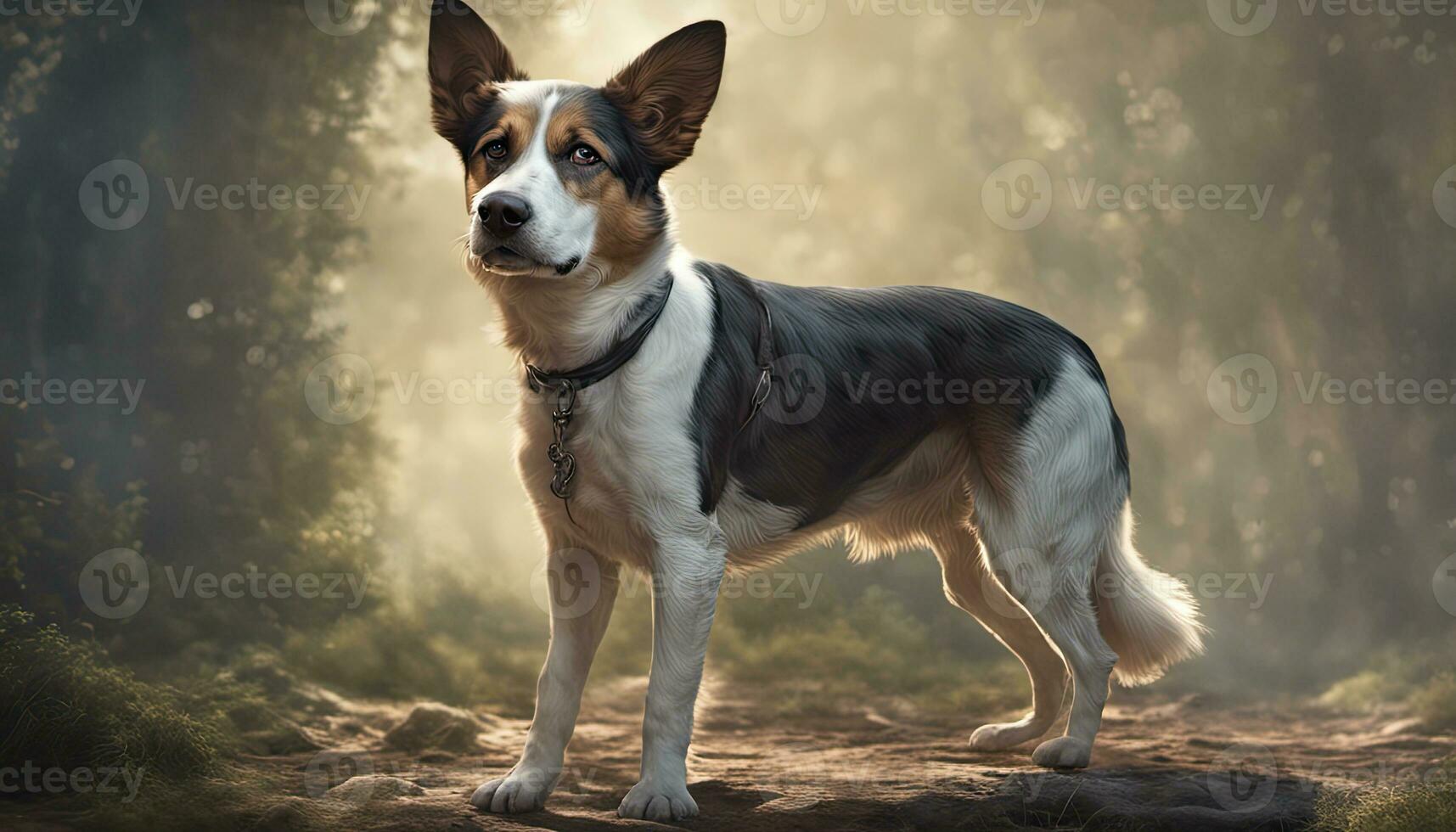 AI Generative Portrait of a beautiful dog. Studio shot. photo