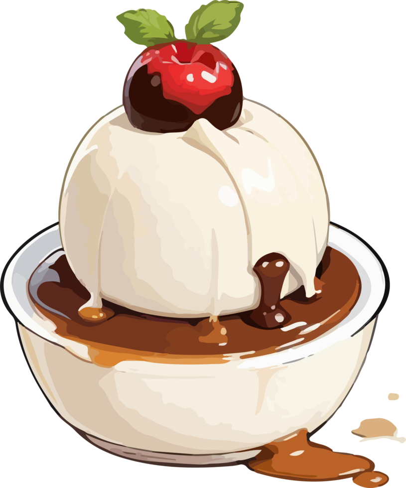 AI generated Pudding in Cup with Ice Cream Cartoon png