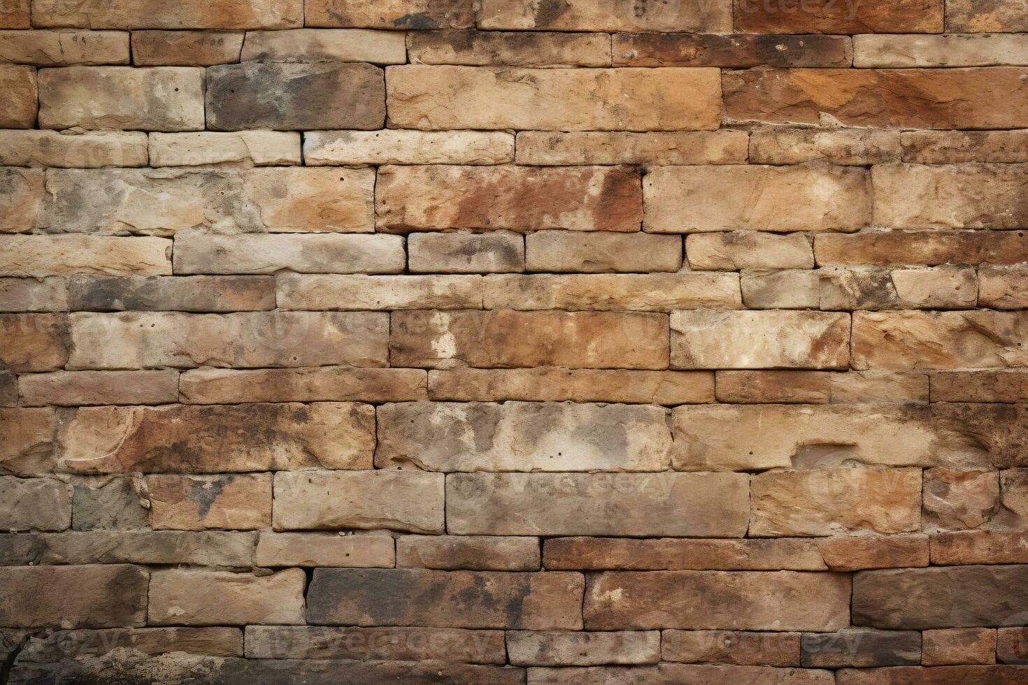 Stained Aged Brick Wall Background and Texture. AI Generative photo