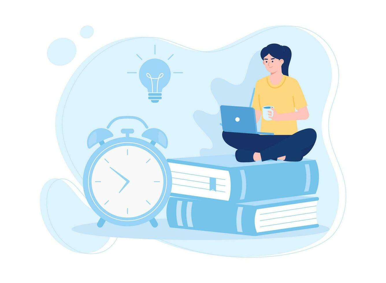 A woman is reading and searching to gain new knowledge concept flat illustration vector