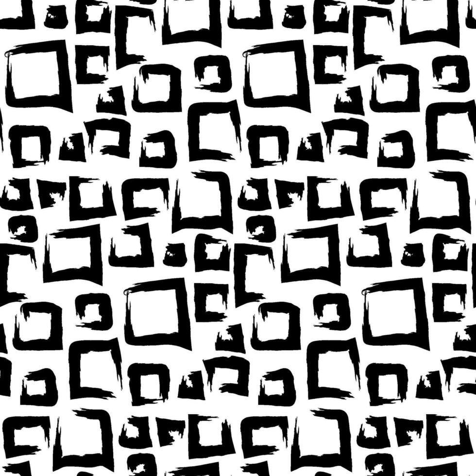 Black Squares Grunge Seamless Pattern vector