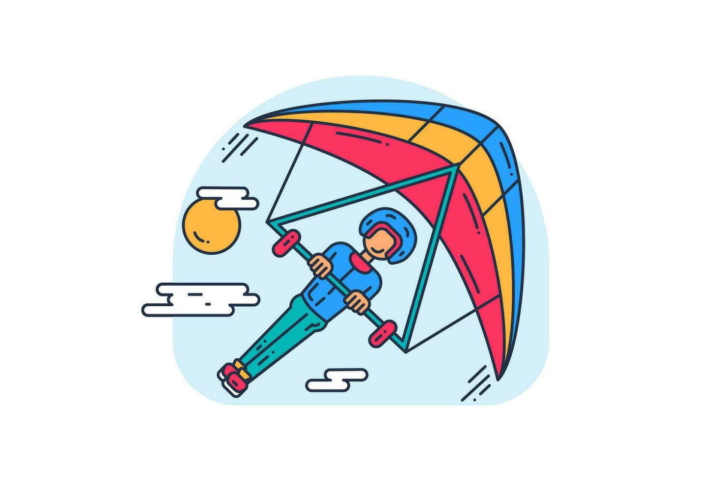 Extreme Athlete Paragliding Flat Stroked Concept vector