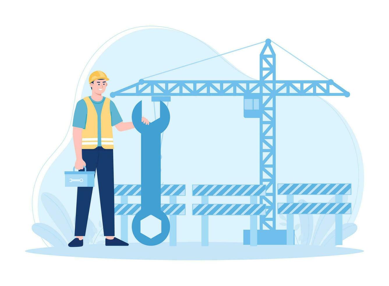 Men do the work and analyze the data themselves concept flat illustration vector
