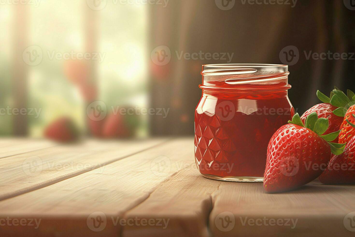 fresa mermelada vaso frasco. generar ai foto