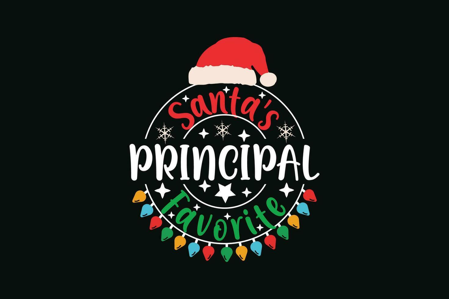 Santa's Favorite Principal Christmas T-Shirt EPS Design. Retro Typography T-shirt Design vector