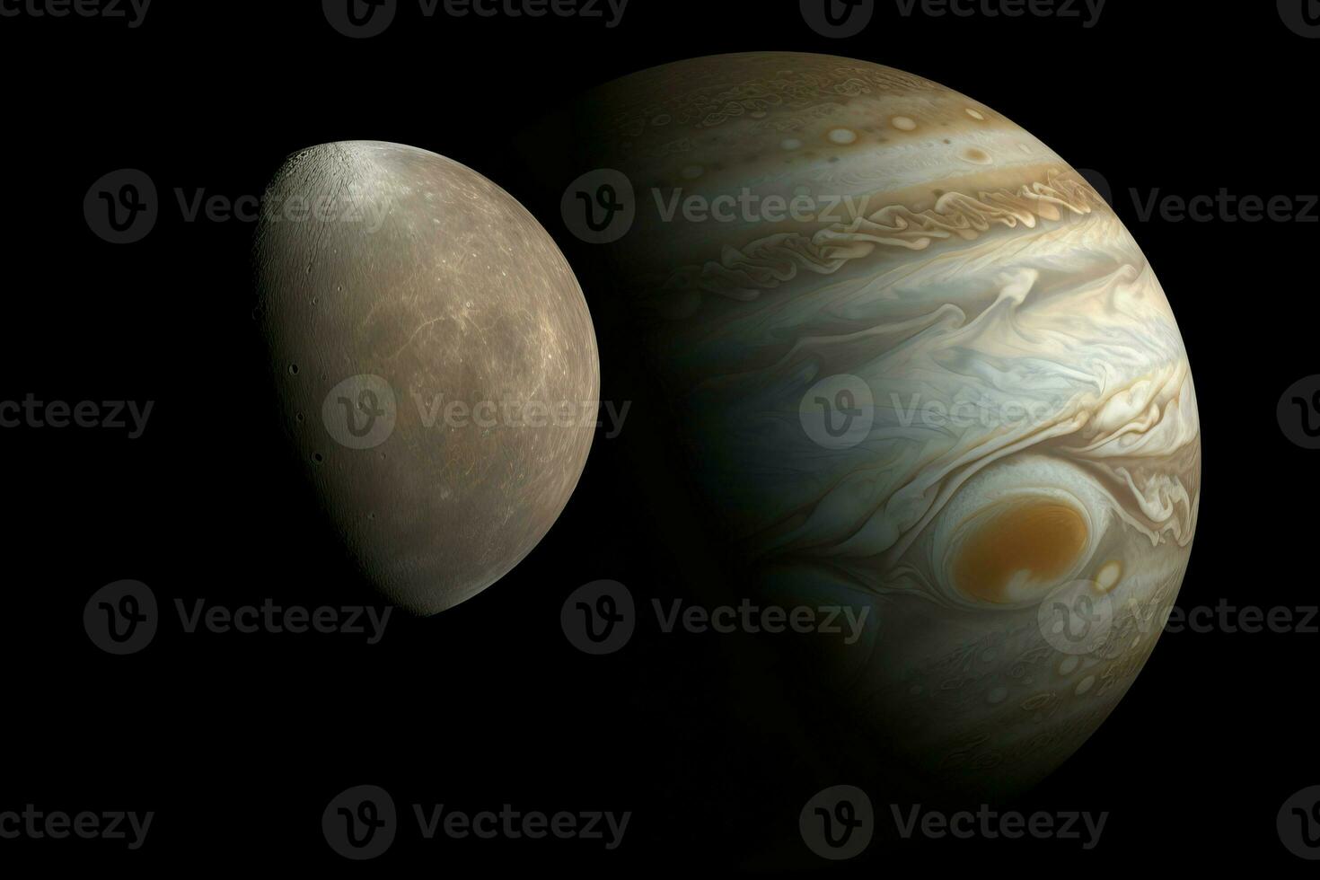 Orbiting Jupiter captured planet. Generate Ai photo