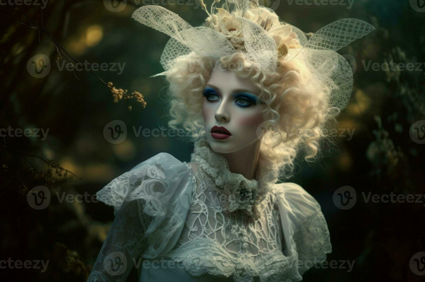 Ethereal rococo futurism woman. Generate ai photo