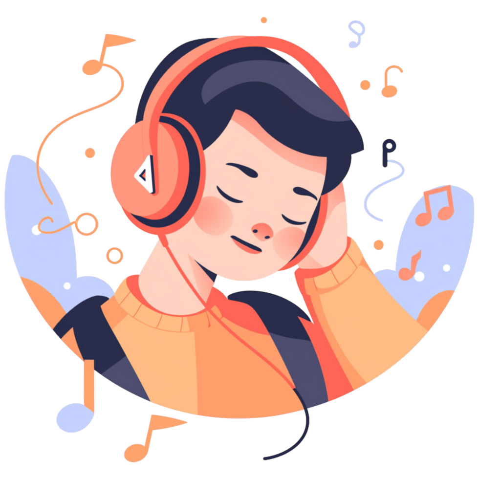 AI generated Listening to music png