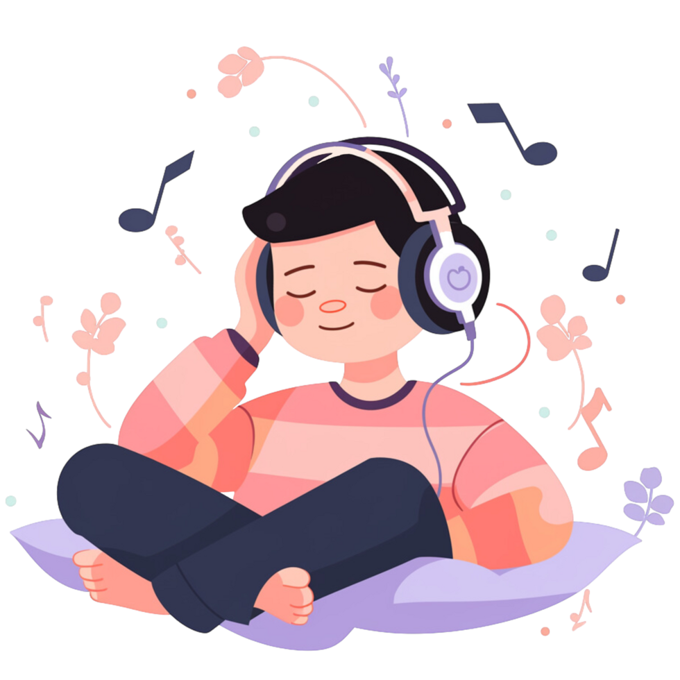 AI generated Listening to music png