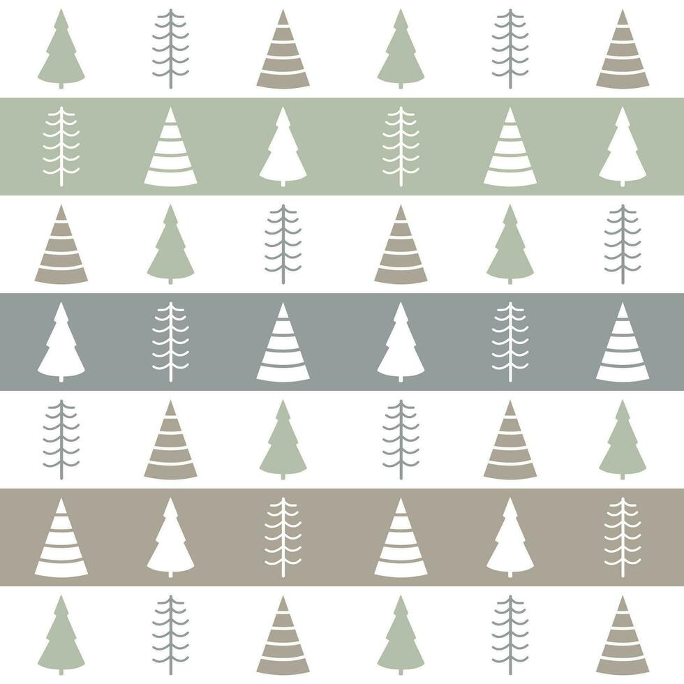 Simple Christmas Trees Pattern with Stripes vector