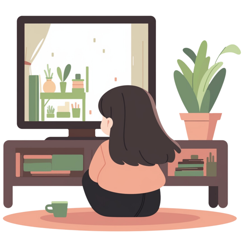 AI generated Watching TV png