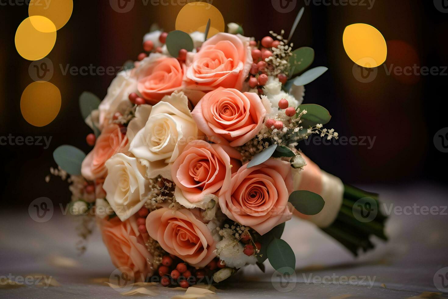 AI generated Beautiful wedding bridal bouquet photo