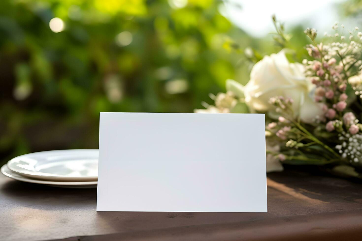 ai generado Bosquejo blanco blanco espacio tarjeta para Boda foto