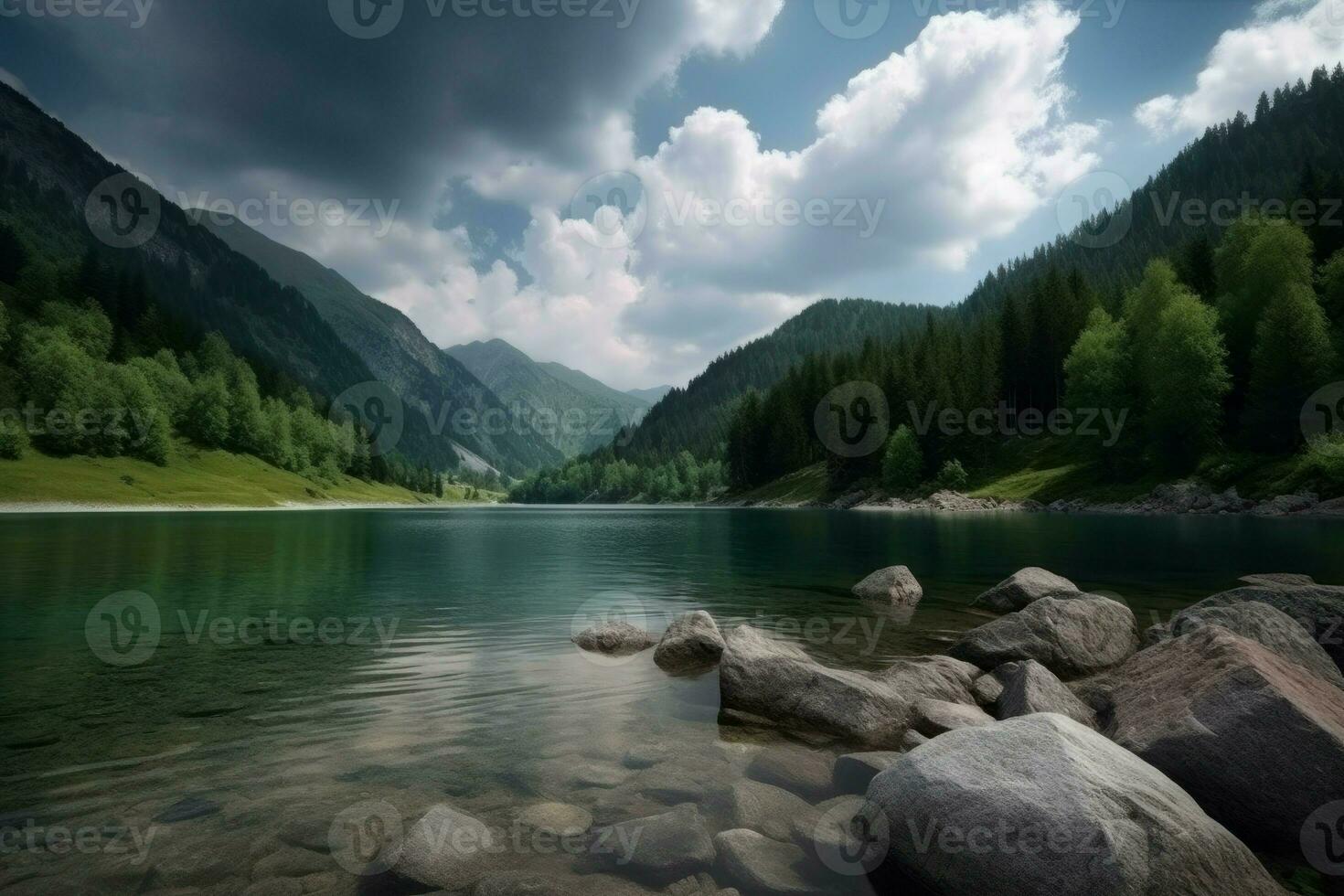 Nature mountain landscape. Generate Ai photo