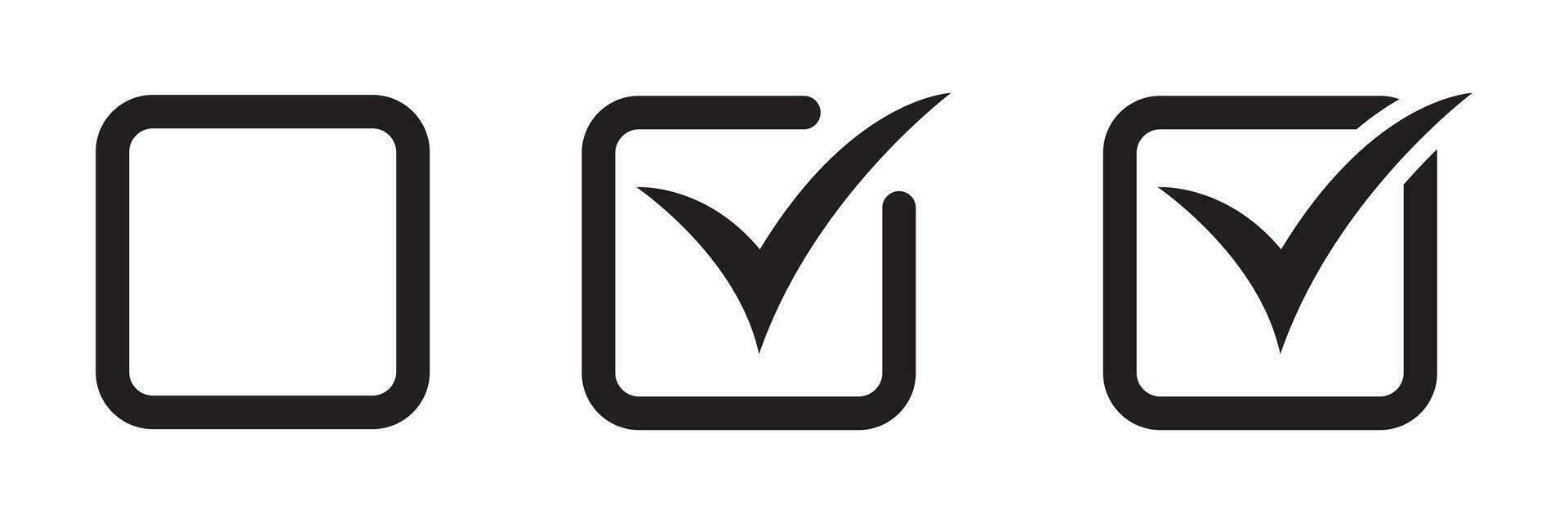 Checkbox set with blank and checked checkbox vector icon. Verify icon.